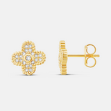 Small Pave Flower Earrings