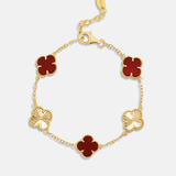 Coral and Gold Fluted Flower Bracelet
