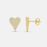 Elongated Large Pave Heart Studs