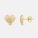 Scattered Stones Puffy Heart Earrings
