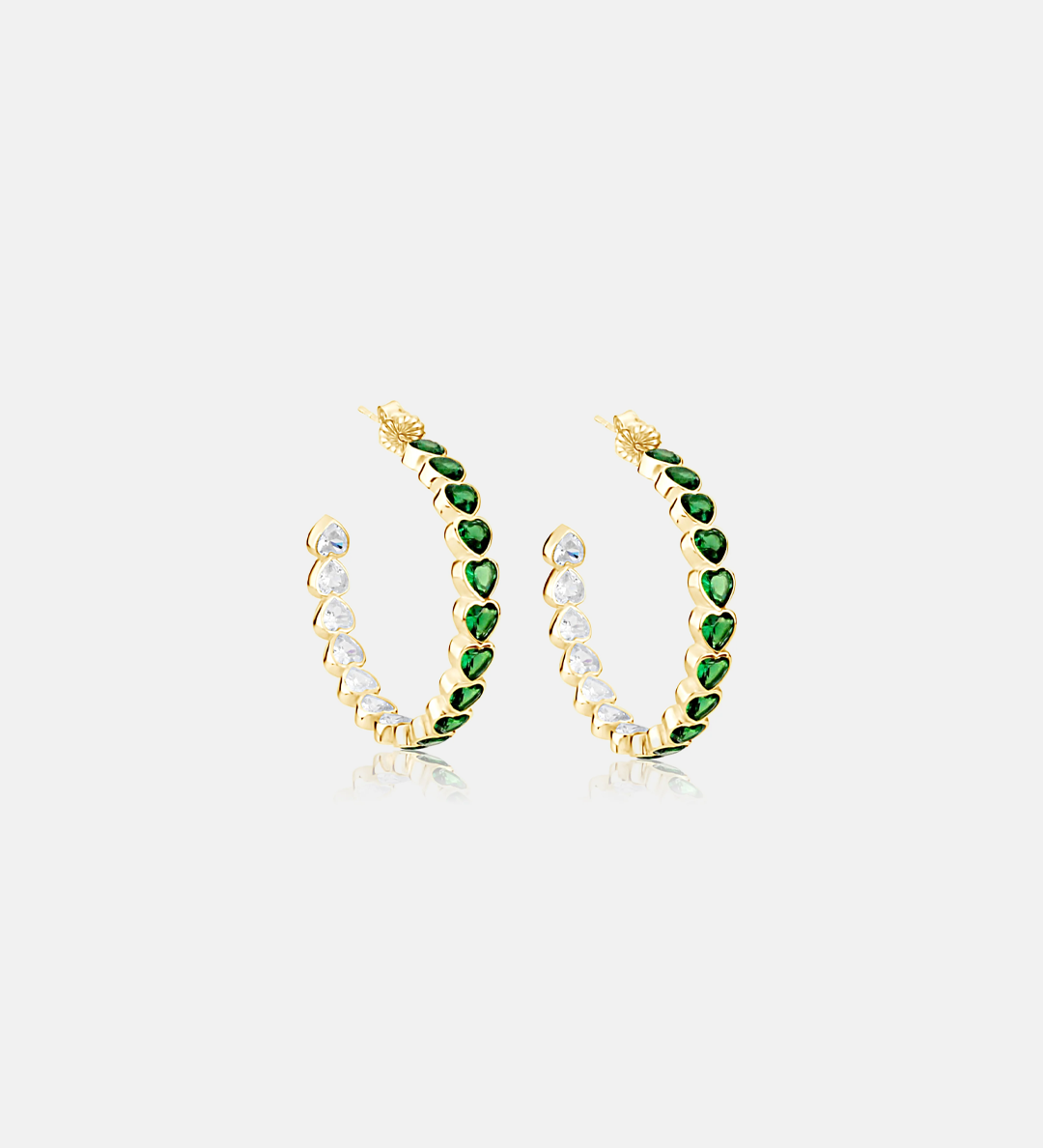 Large Bezel Set Heart Hoops