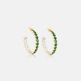 Large Bezel Set Heart Hoops