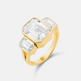 Three Stone Bezel-Set Statement Ring