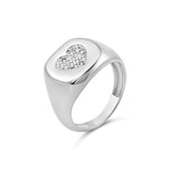 Pave Heart Signet Ring