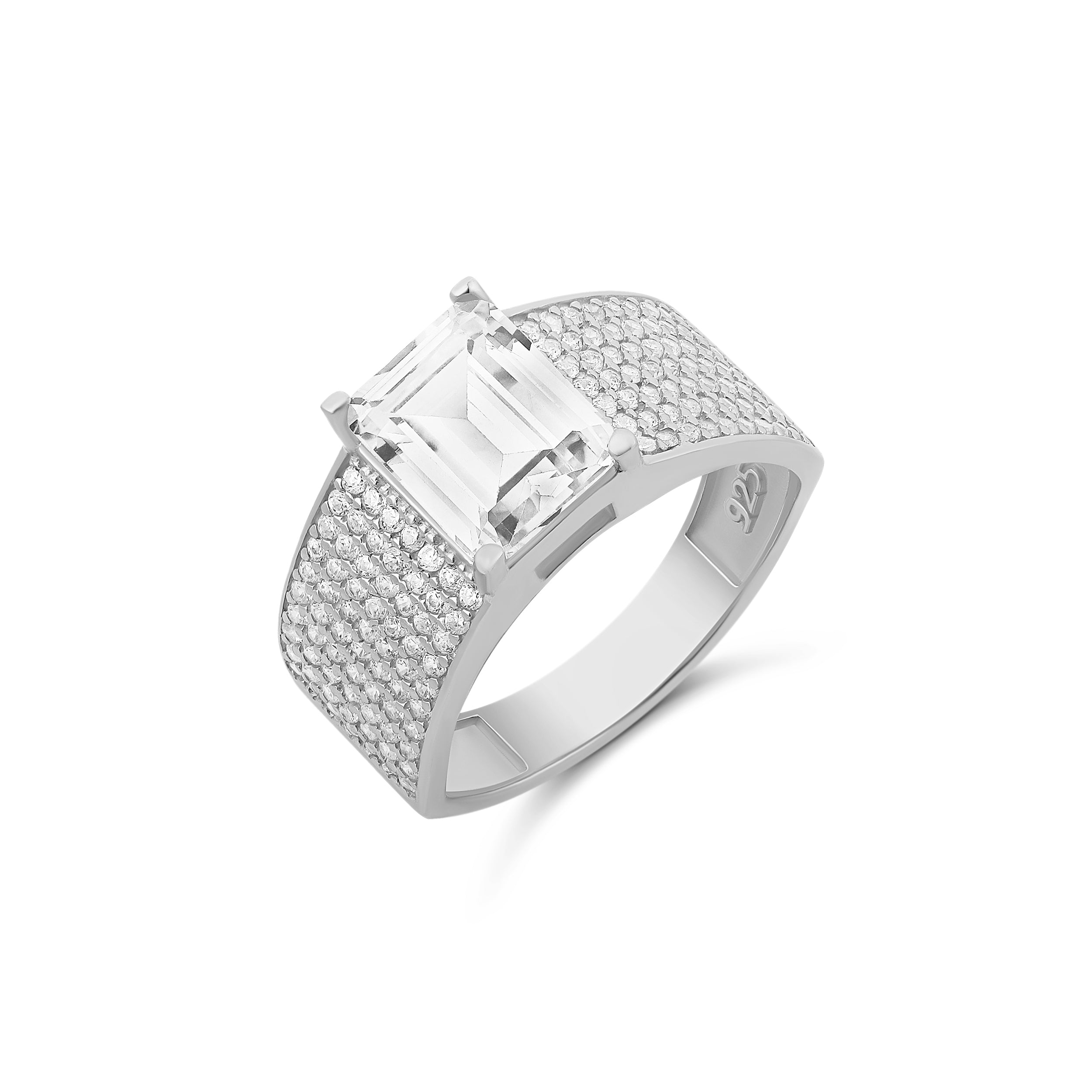 Wide Pave Center Stone Band