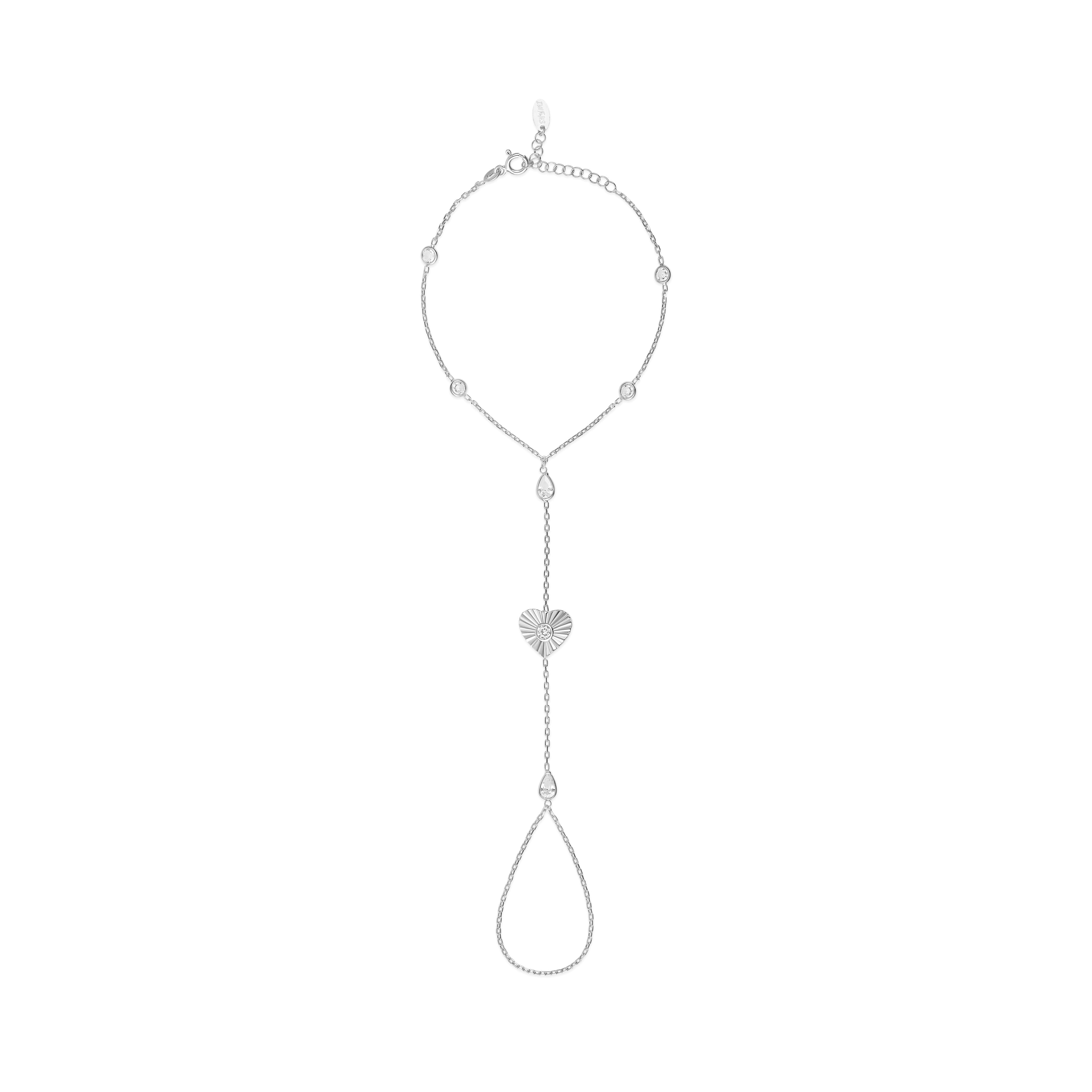 Fluted Heart Hand Chain