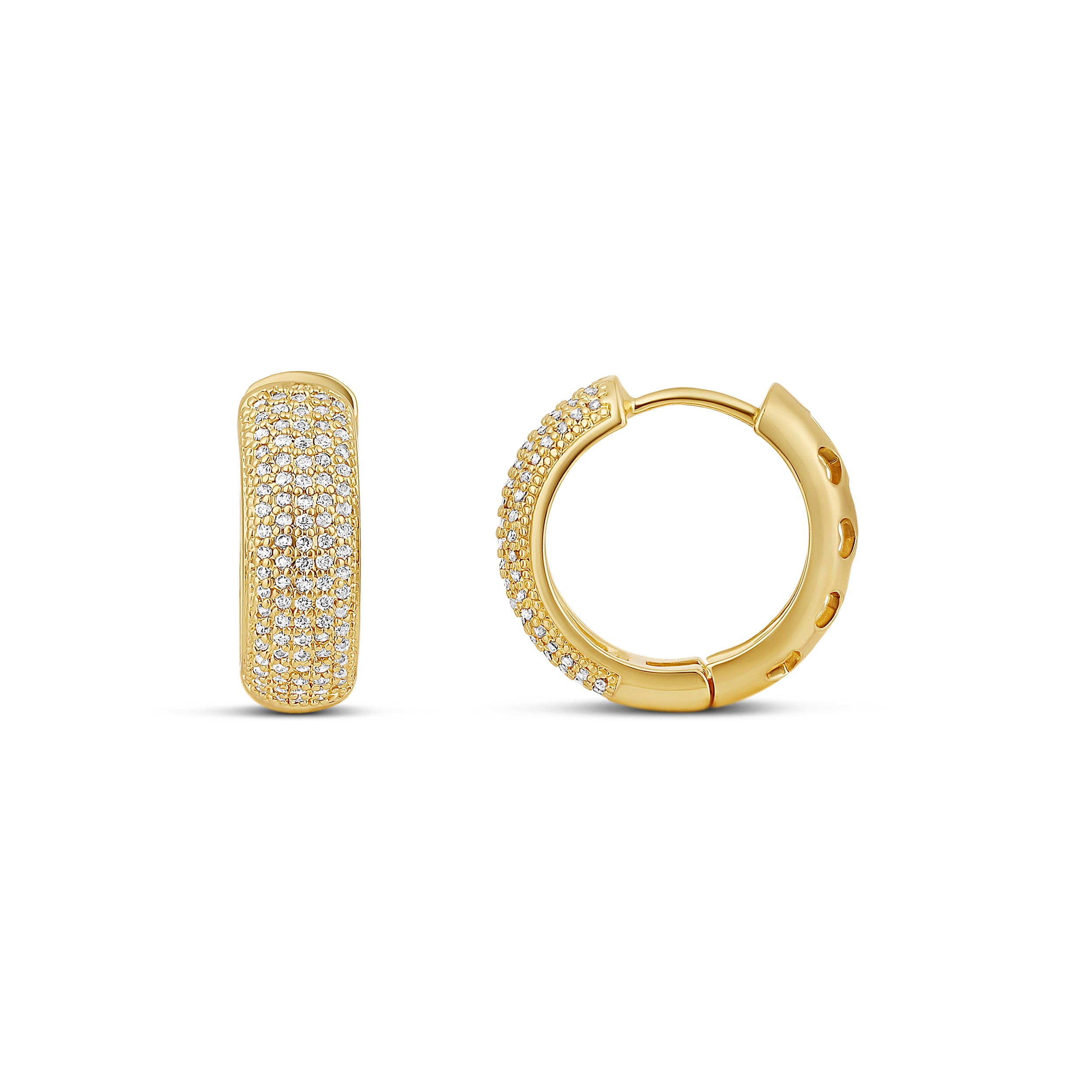 Thick Dome Pave Hoops