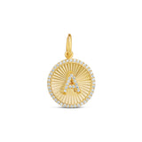 Personalized Fluted Pave Round Initial Charm
