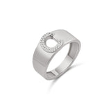 Personalized Wide Pave Initial Cut Out Ring