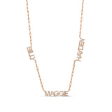 Personalized Pave Multi Name Paper Clip Necklace
