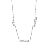 Personalized Pave Multi Name Paper Clip Necklace