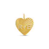Personalized Fluted Pave Heart Initial Charm