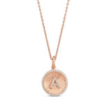 Personalized Fluted Pave Round Initial Charm Necklace