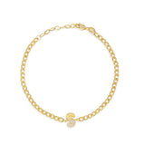 Personalized Half Pave Half Fluted Initial Bracelet