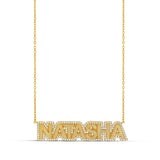 Personalized Fluted Pave Outline Name Necklace