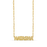 Personalized Bubble Letter Name on Paper Clip Chain Necklace