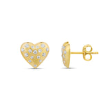 Scattered Stones Puffy Heart Earrings