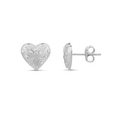 Scattered Stones Puffy Heart Earrings