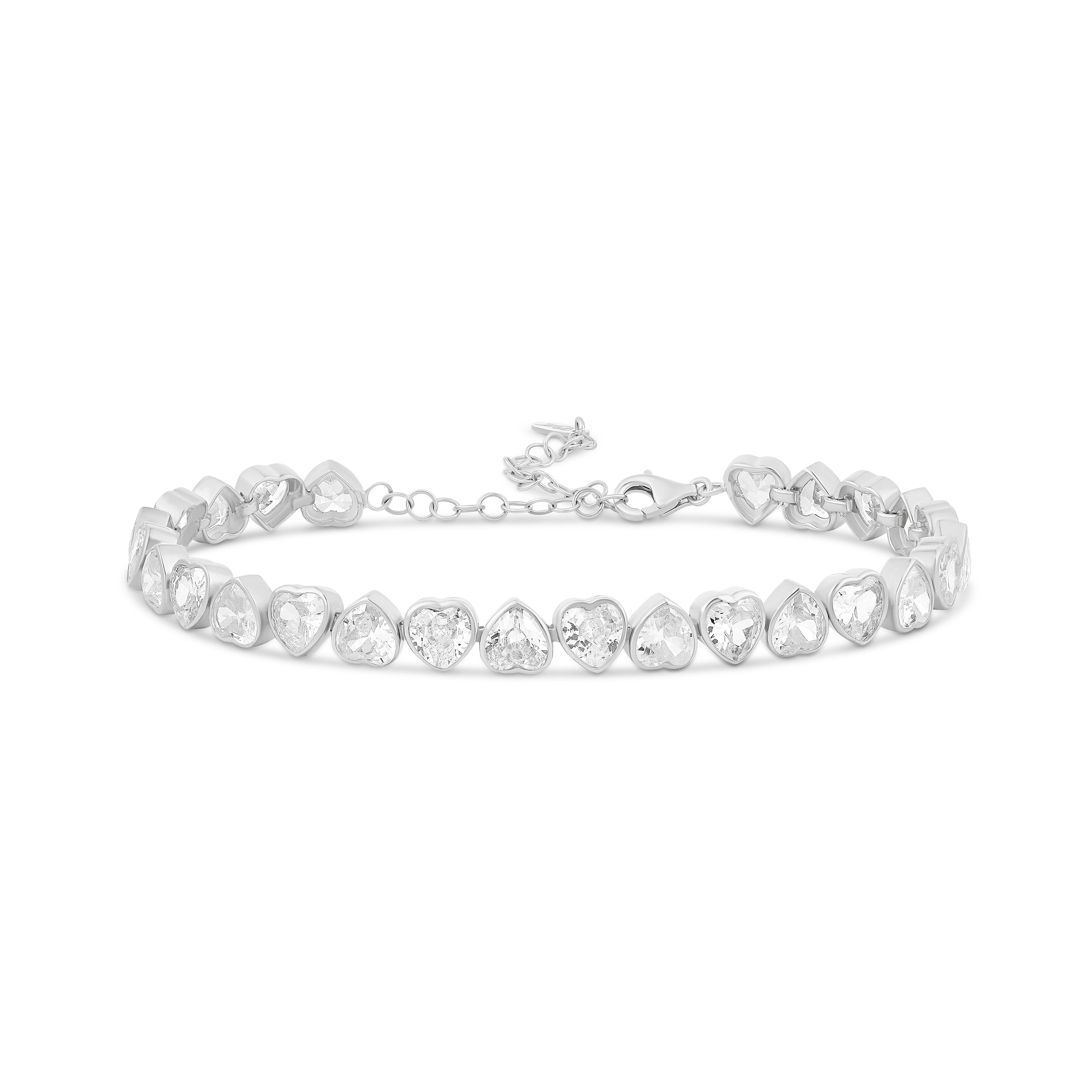 Alternating Bezel-Set Heart Tennis Bracelet