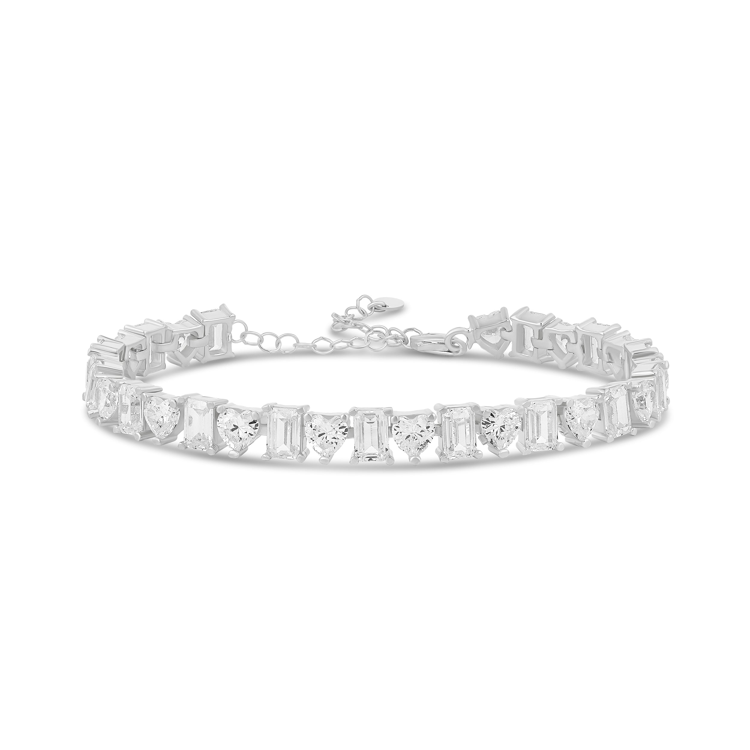 Heart and Emerald Shape Tennis Bracelet