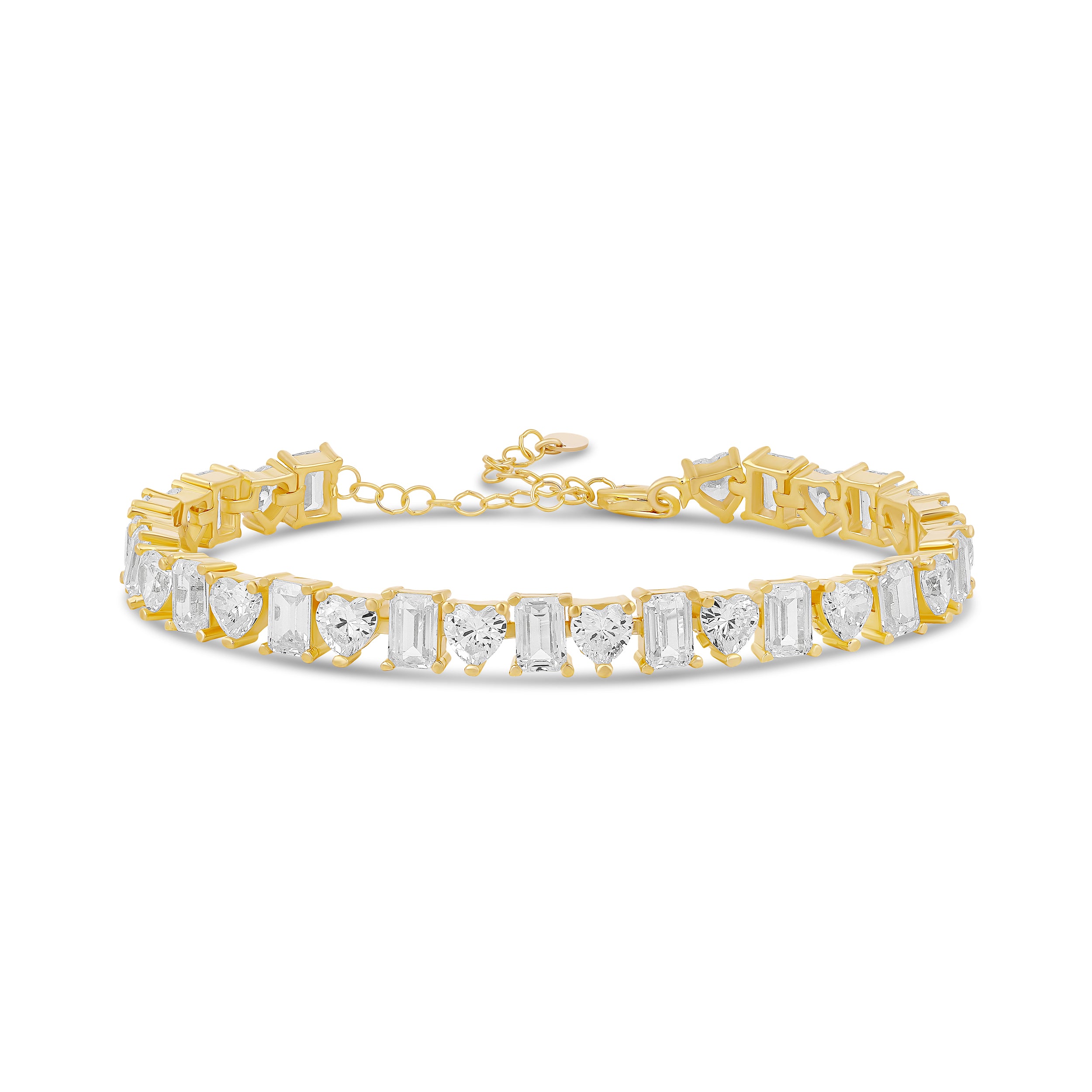 Heart and Emerald Shape Tennis Bracelet