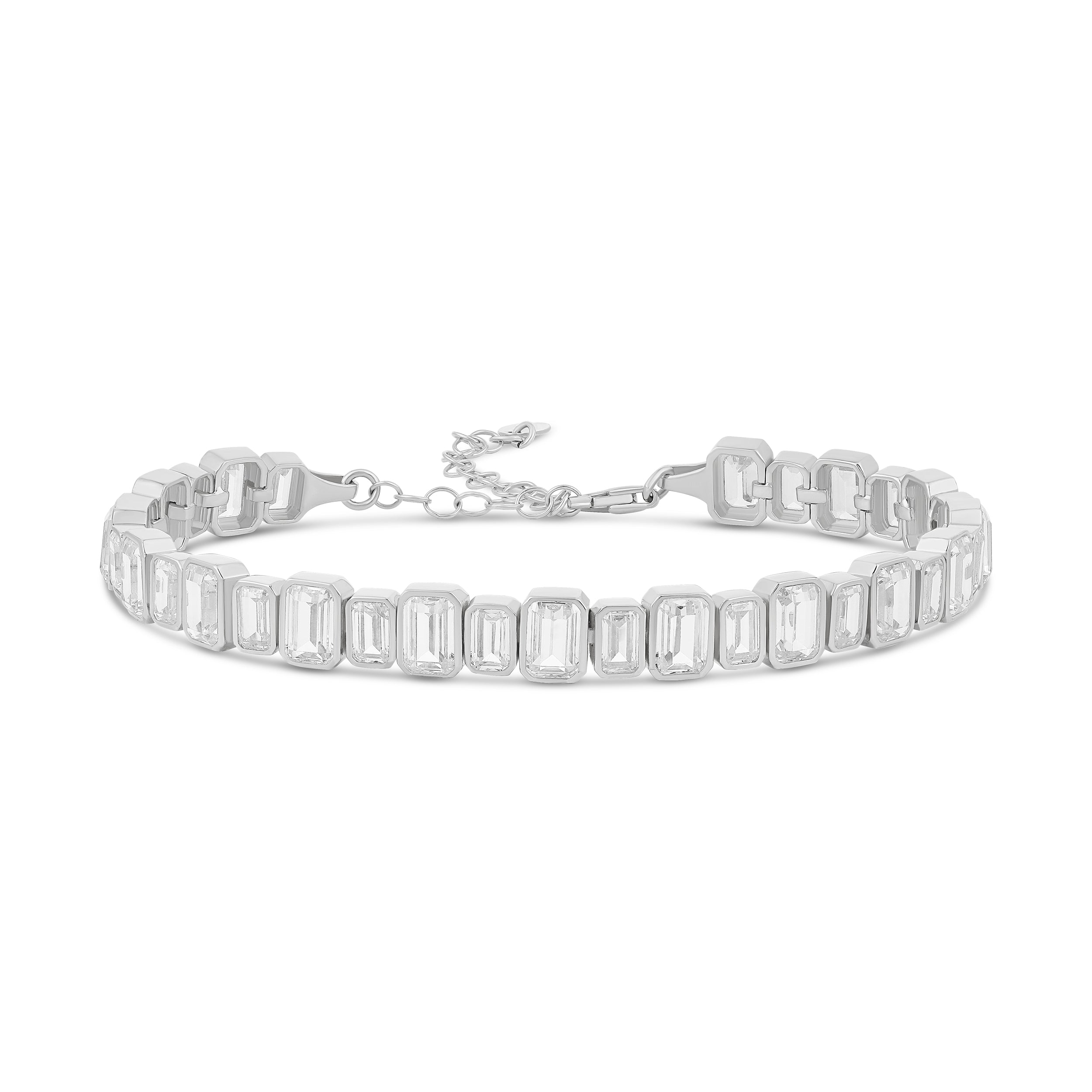 Mix Size Emerald Bezel-Set Tennis Bracelet