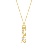 Personalized Date Charm With Fancy Heart Stones Necklace