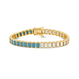 Bezel-Set Emerald Half Turquoise Tennis Bracelet
