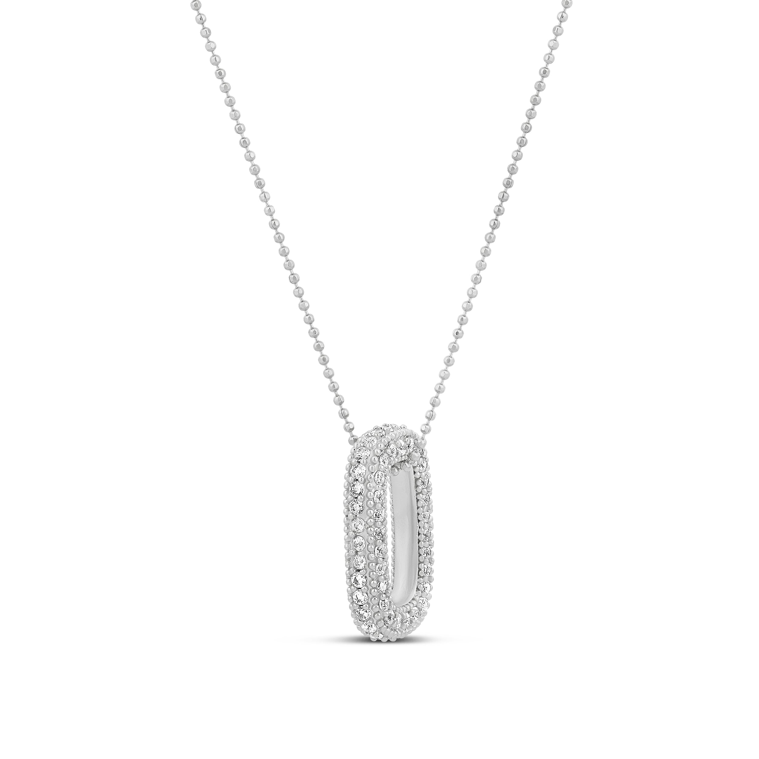 Oval Pave Charm Pendant Necklace