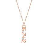Personalized Date Charm With Fancy Heart Stones Necklace