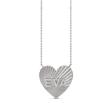 Personalized Fluted Pave Heart Stationed Necklace