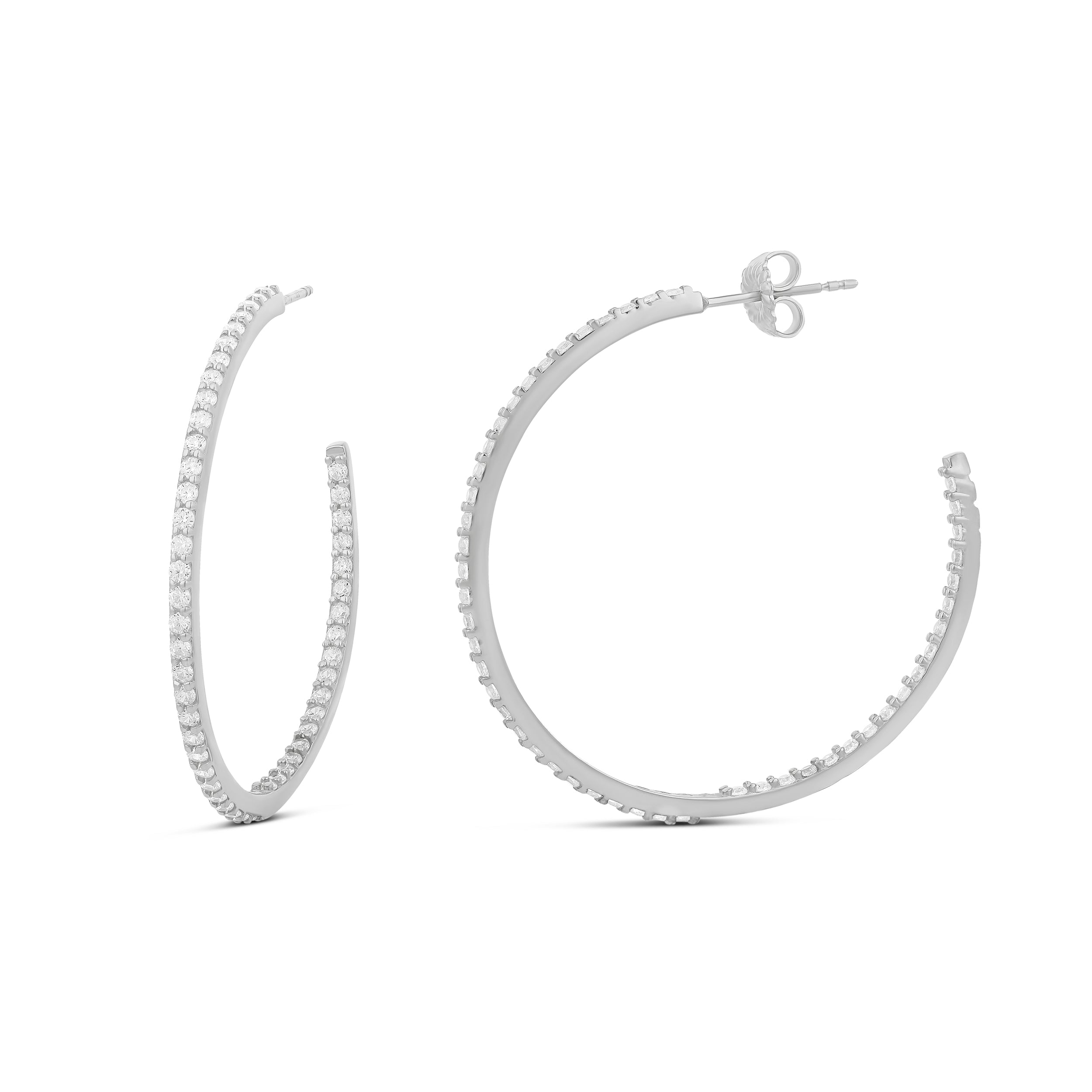 Thin Pave Hoops
