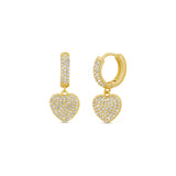 Pave Heart Dangling Earrings