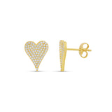 Elongated Large Pave Heart Studs