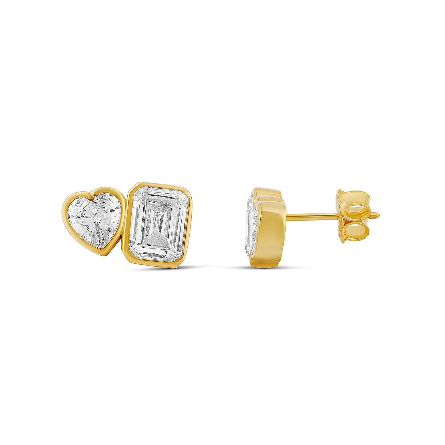 Two Stone Fancy Shape Bezel-Set Studs