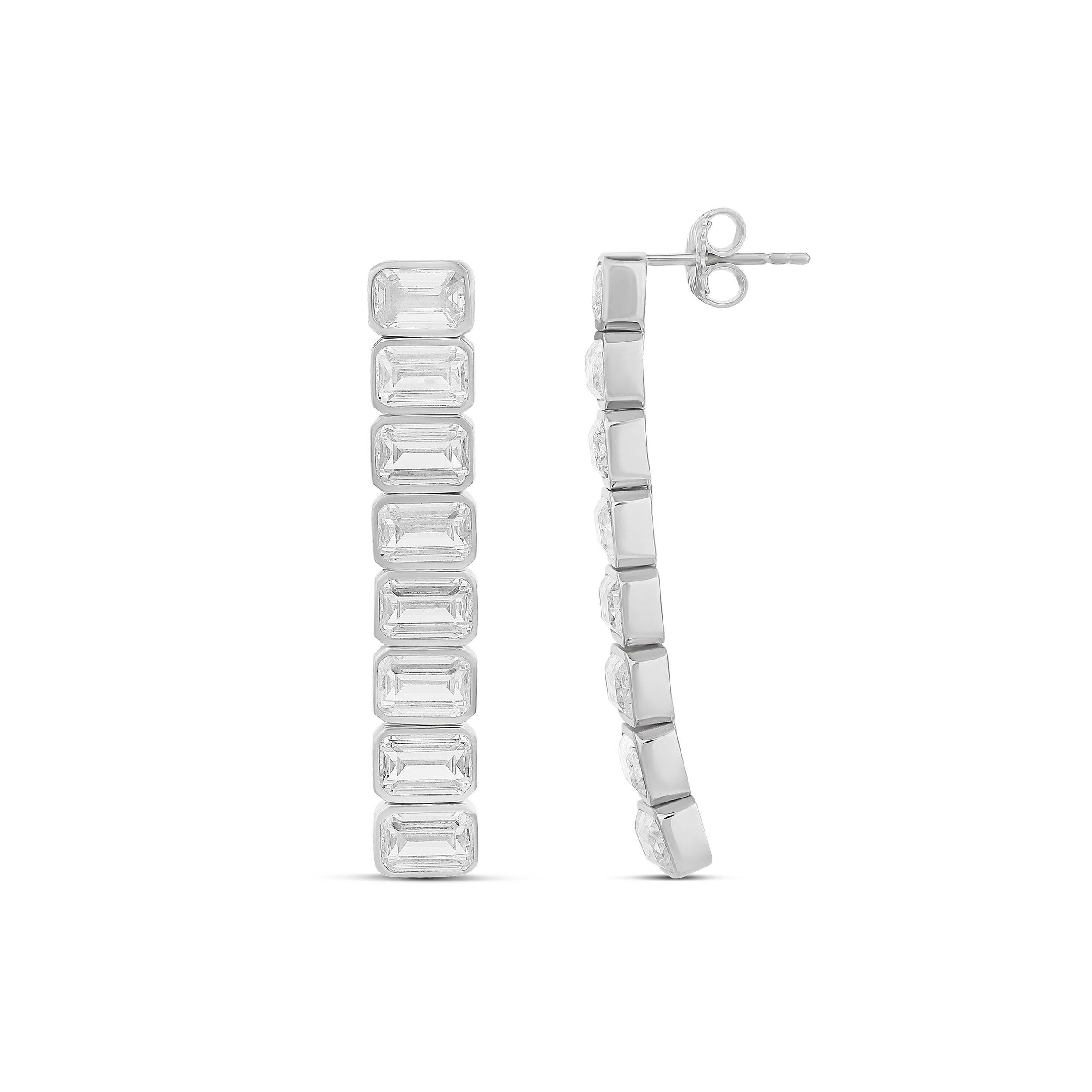 Emerald Bezel-Set Drop Earrings