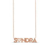 Personalized Pave Heart And Fluted Name Necklace