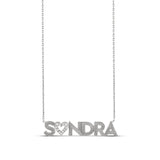 Personalized Pave Heart And Fluted Name Necklace
