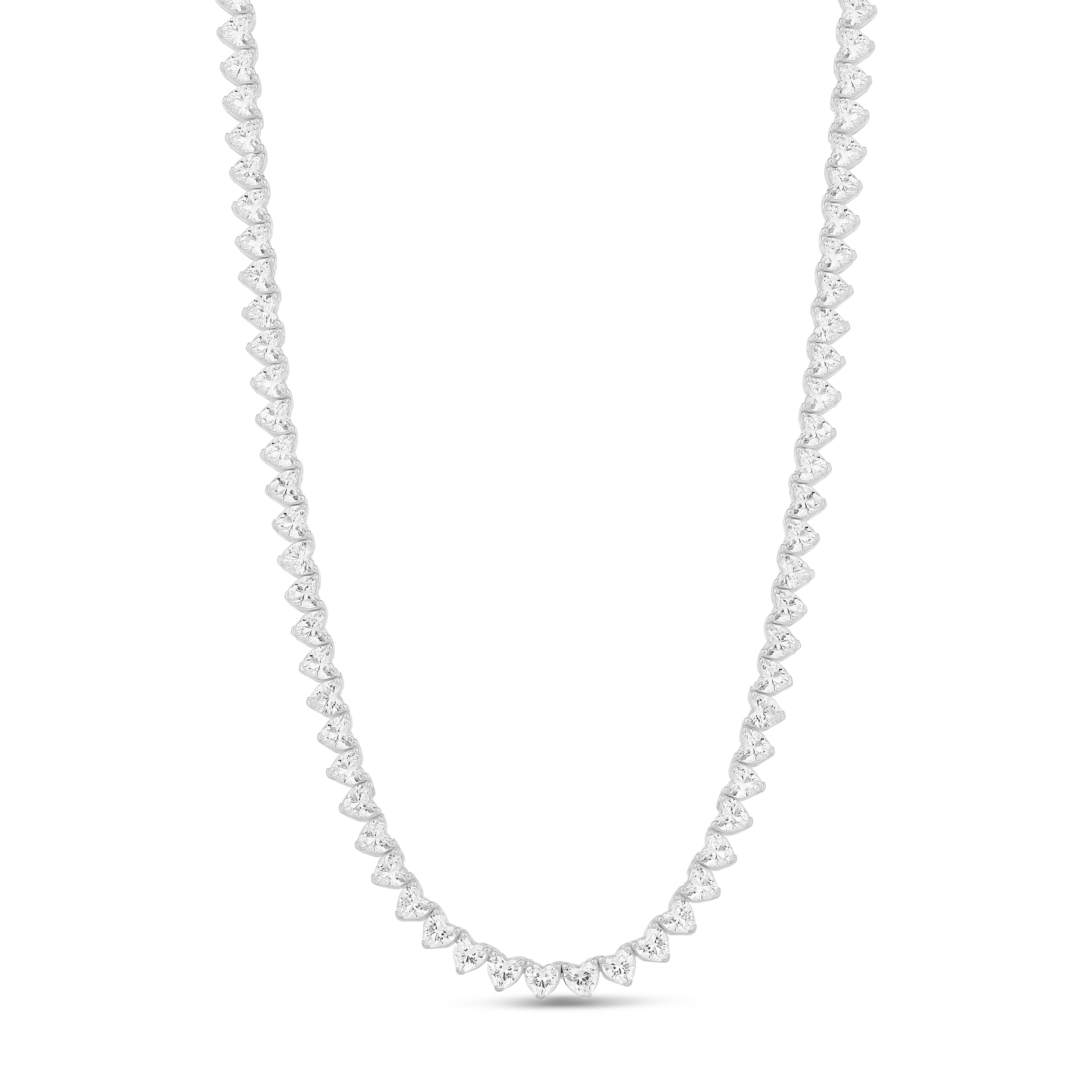Prong-Set Heart Tennis Necklace