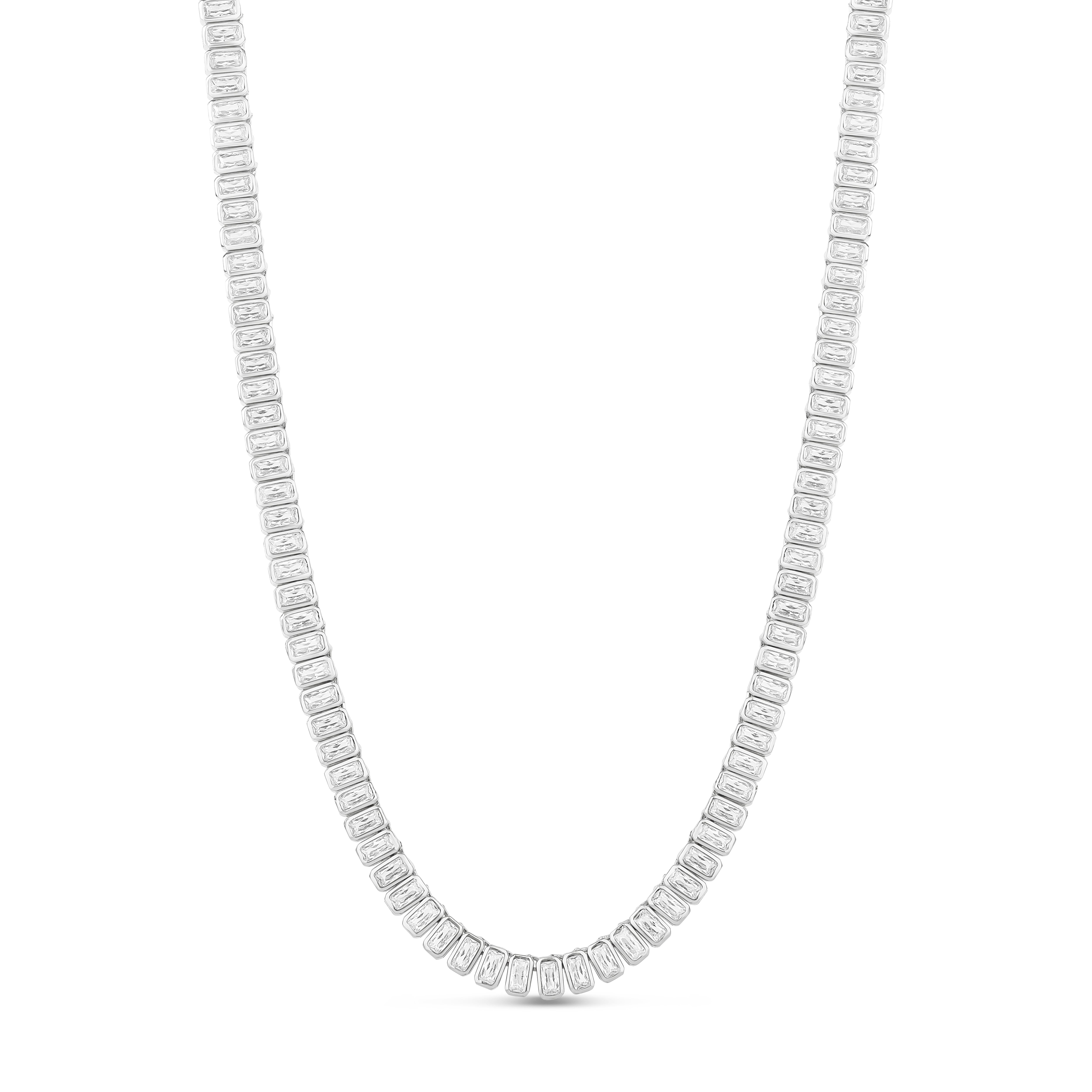 Emerald Bezel-Set Statement Tennis Necklace