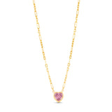 Bezel Heart Thin Paperclip Necklace