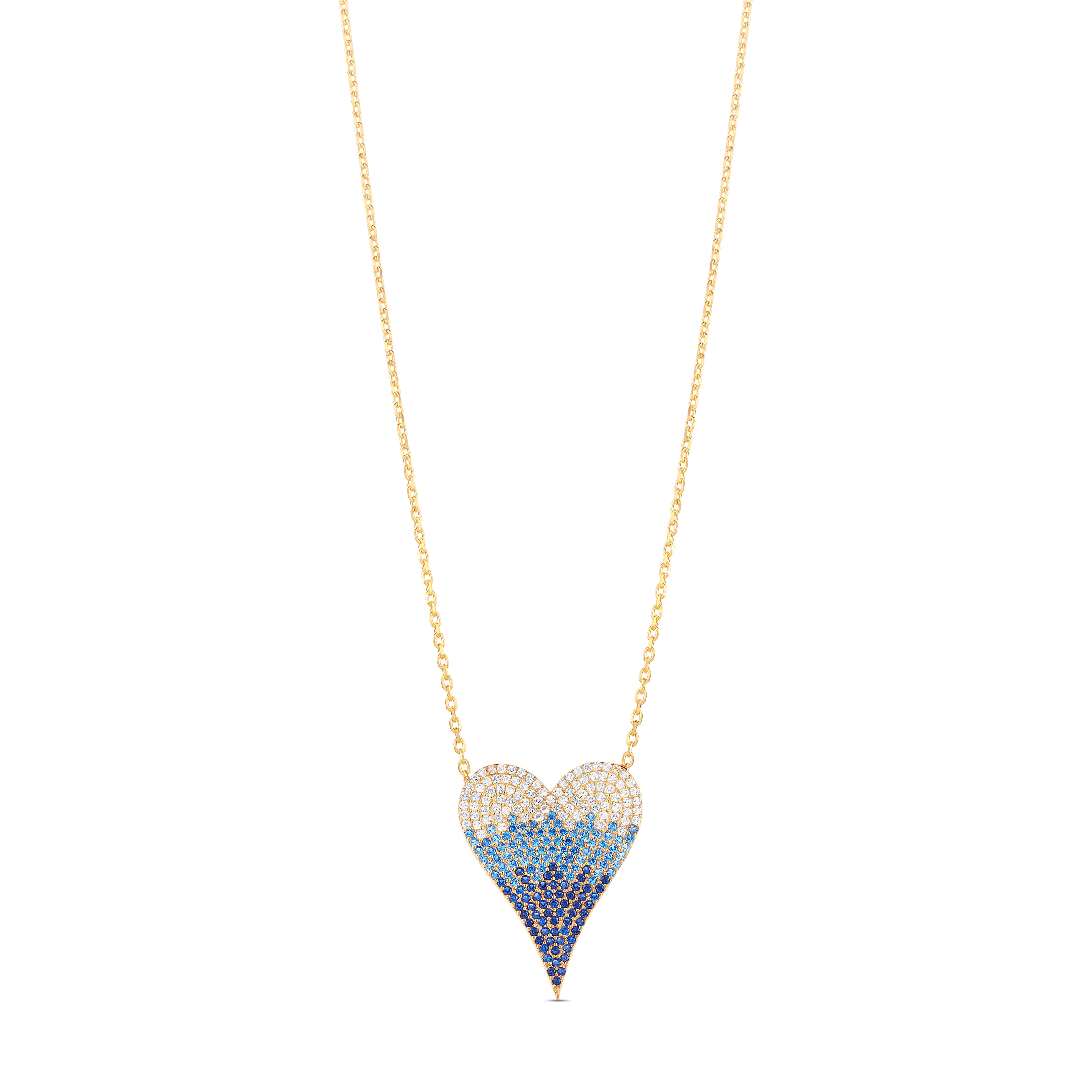 Large Pave Ombré Heart Necklace