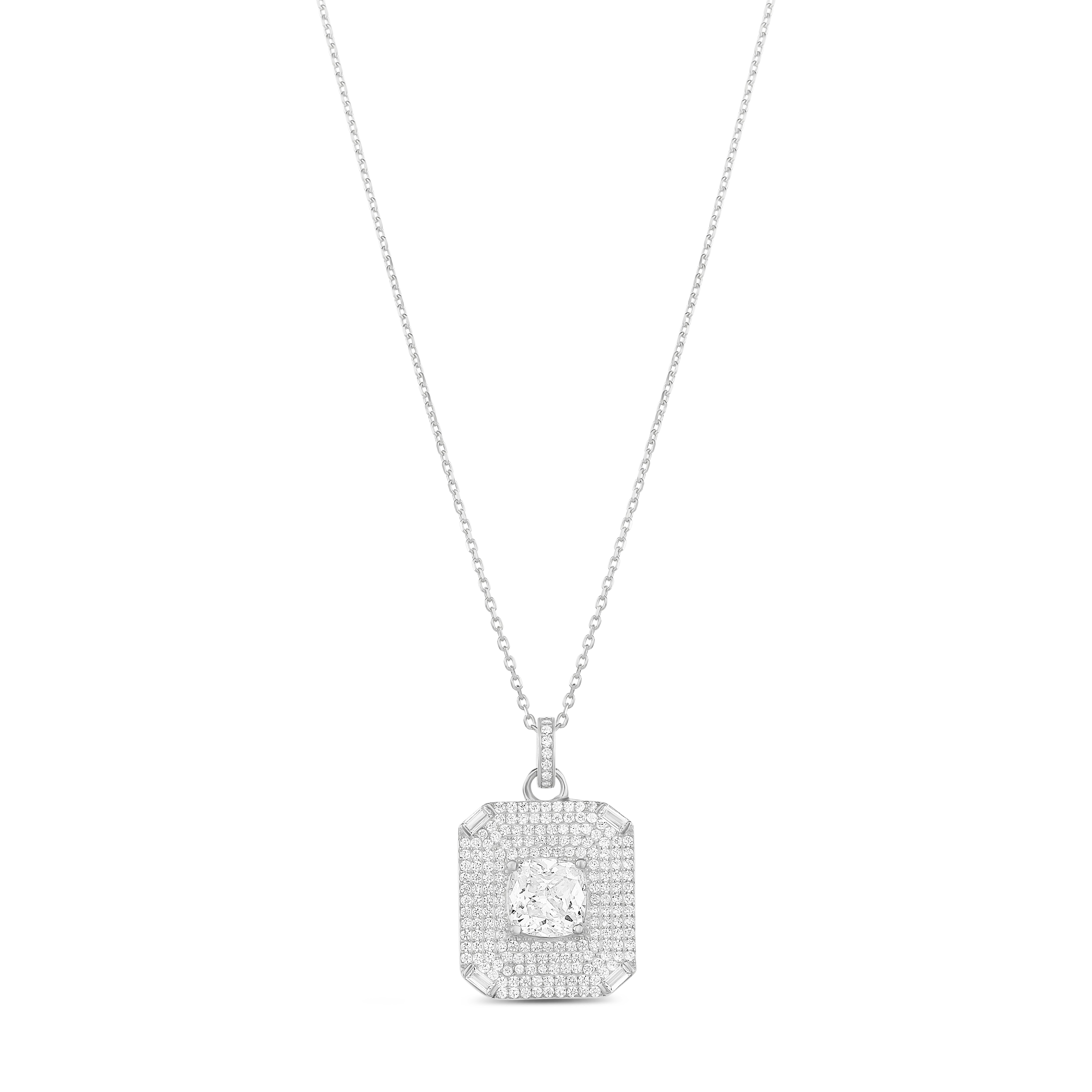 Square Pave Medallion Necklace