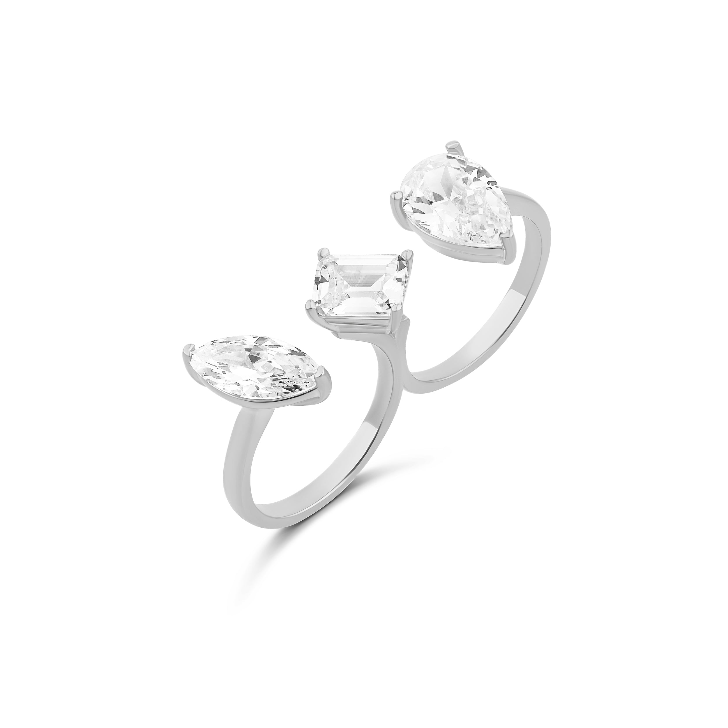 Two Finger Fancy Shape Statement Ring