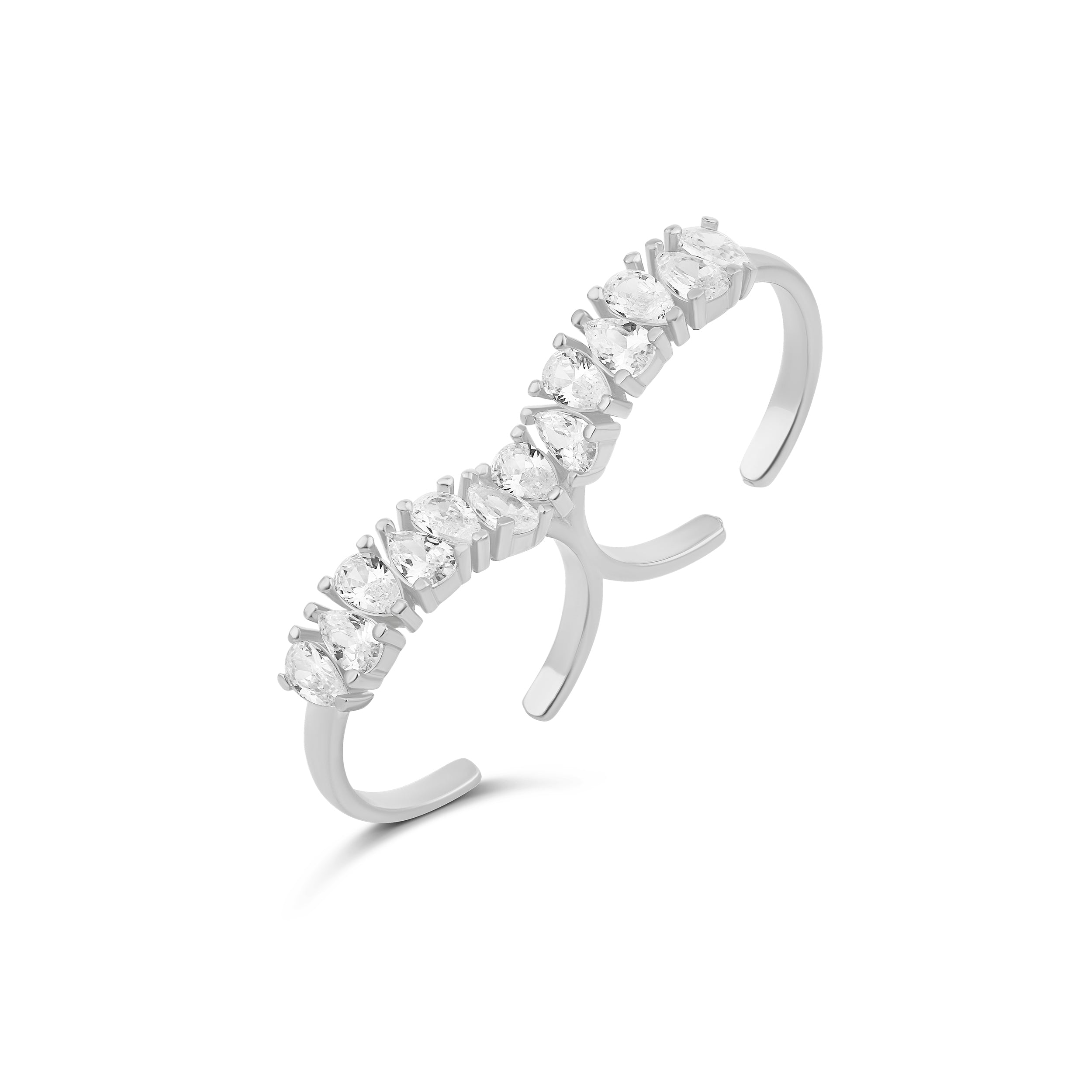 Two Finger Pear Shape Ring
