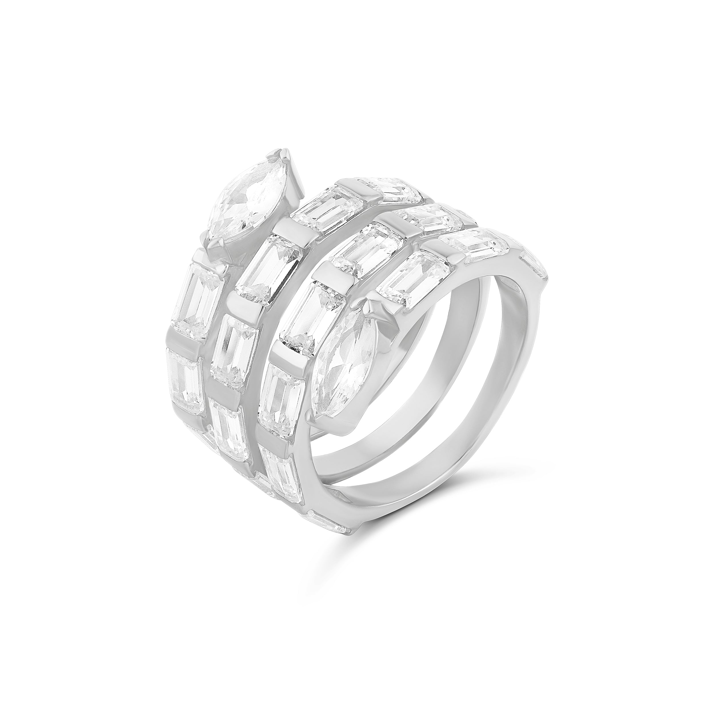 Baguette Statement Swirl Ring