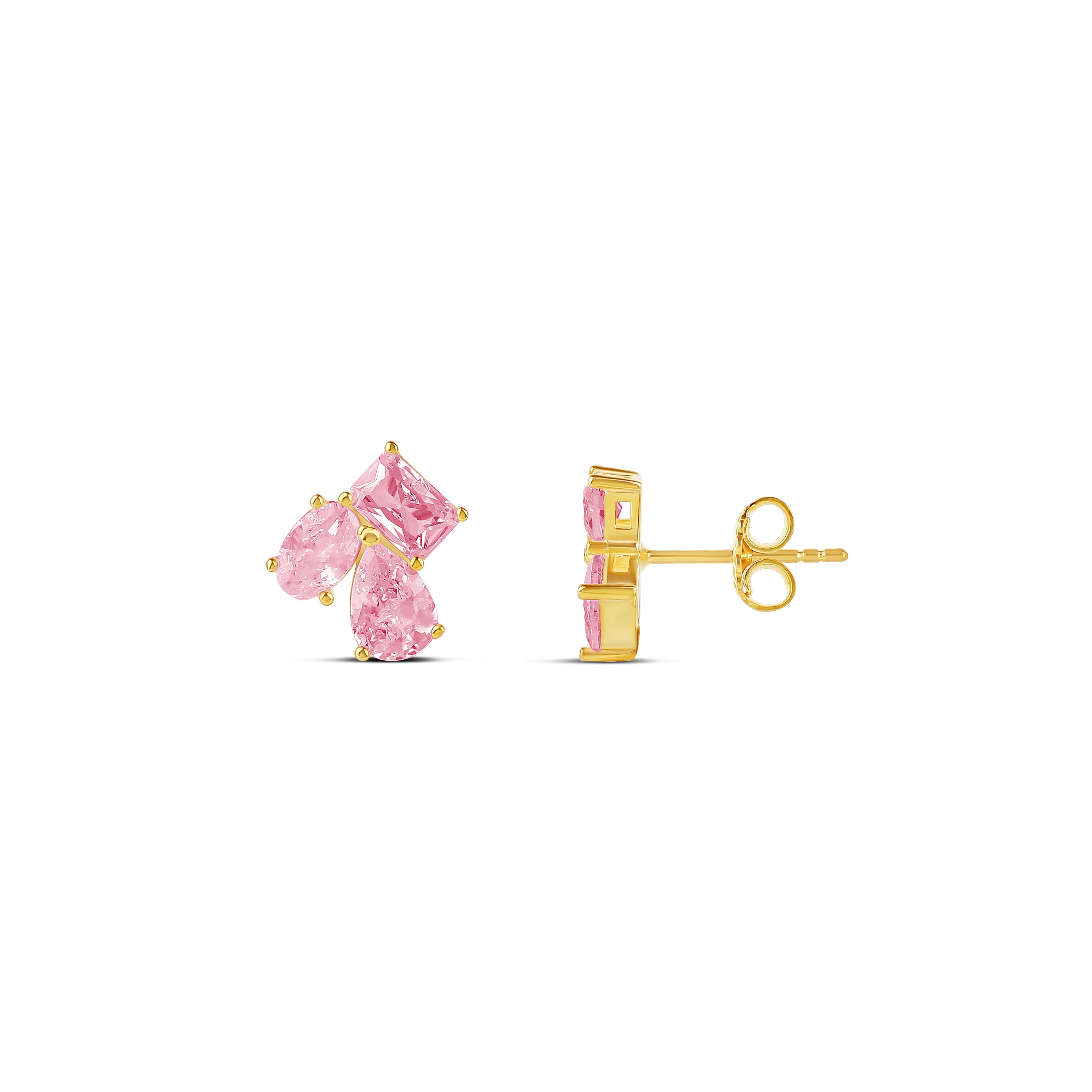 Multi Shape 3 Stone Studs