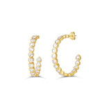Large Bezel Set Heart Hoops