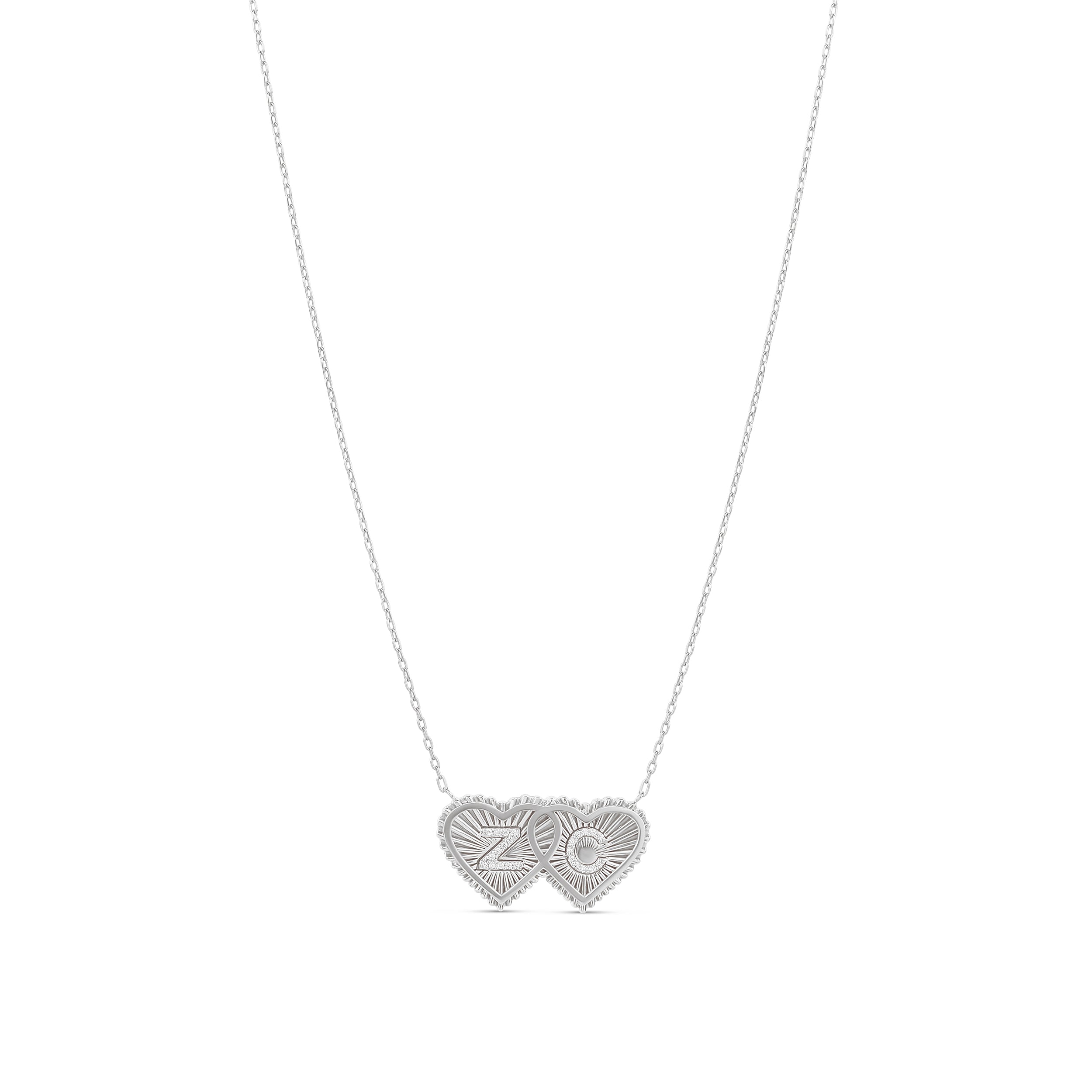 Personalized Double Fluted Heart Initial Necklace