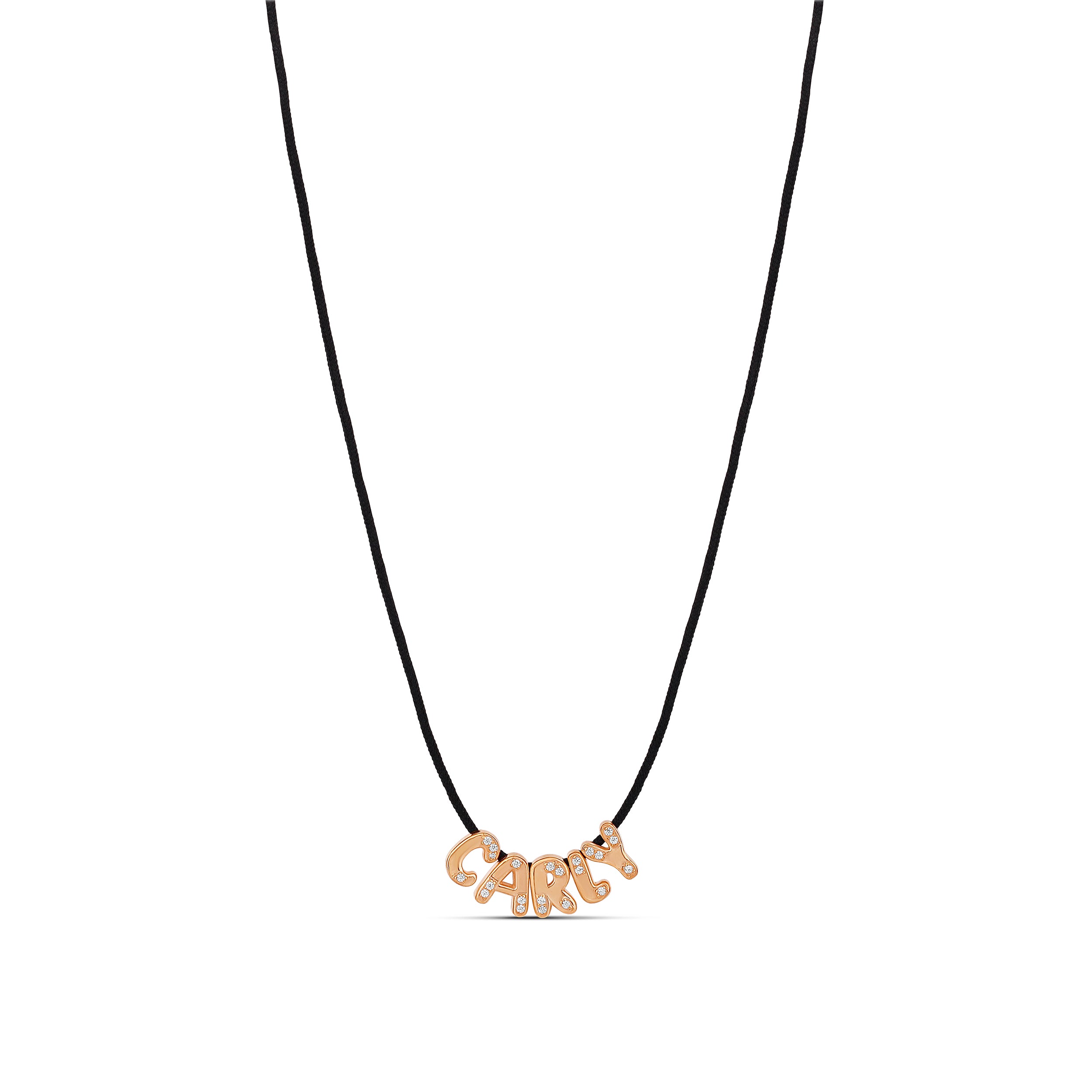 Personalized Moving Pave Accent Letters on a Cord Necklace